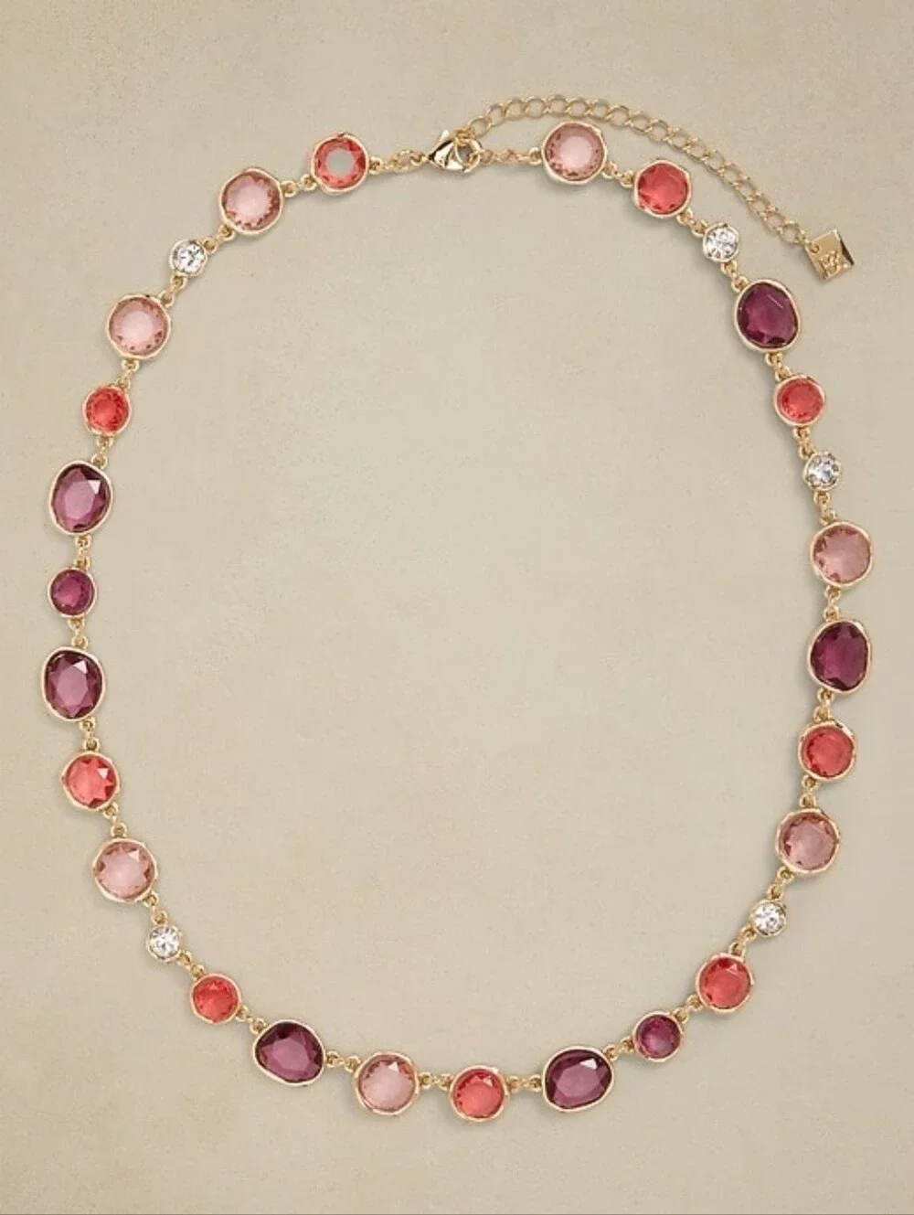 Banana Republic Factory Gold Statement Piece Tonal Glass Necklace In Pink Shades